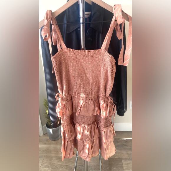 HOUSE OF HARLOW 1960 Corinne Shirted Mini Dress Desert Rose S - Picture 2 of 11